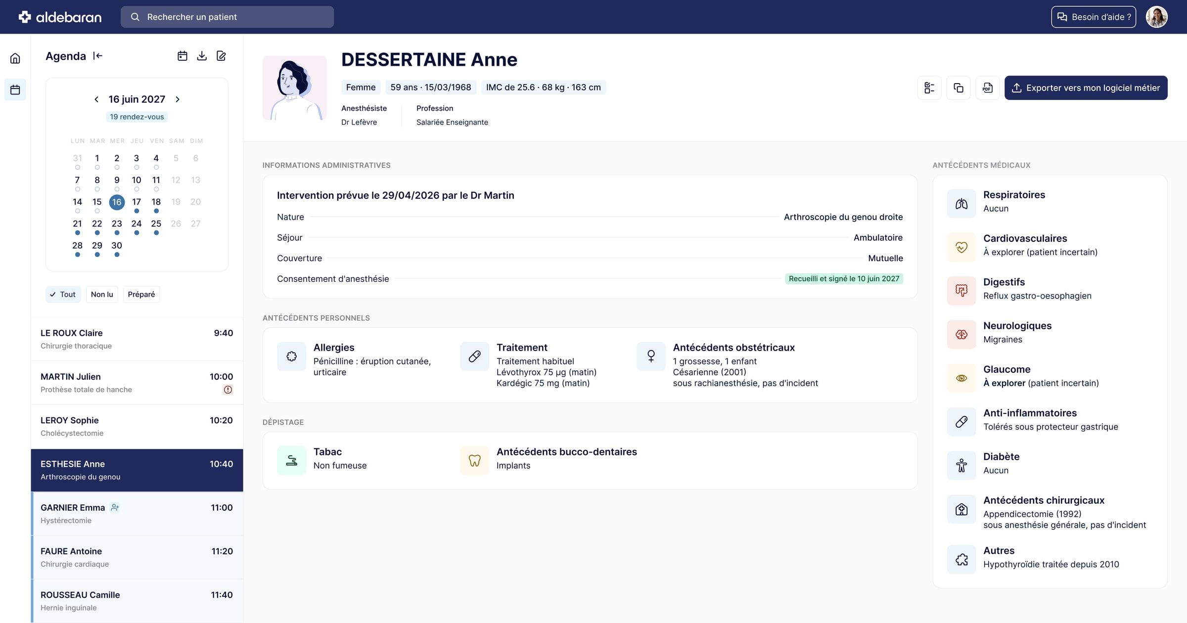 Anesthésie Aldebaran